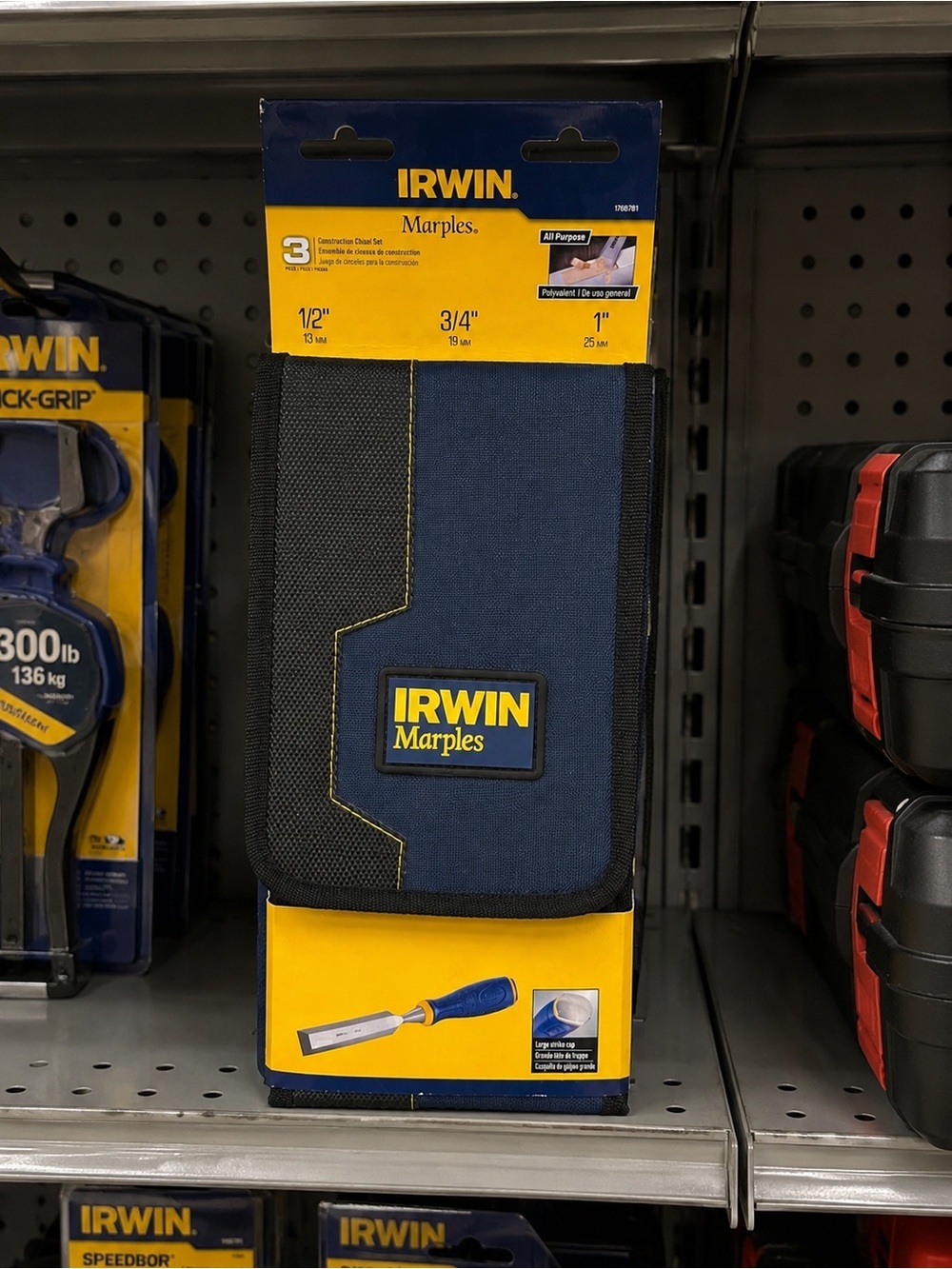 IRWIN Marples 3 Pc Wood Chisel Set 1/2” 3/4” 1” w/ Storage Case